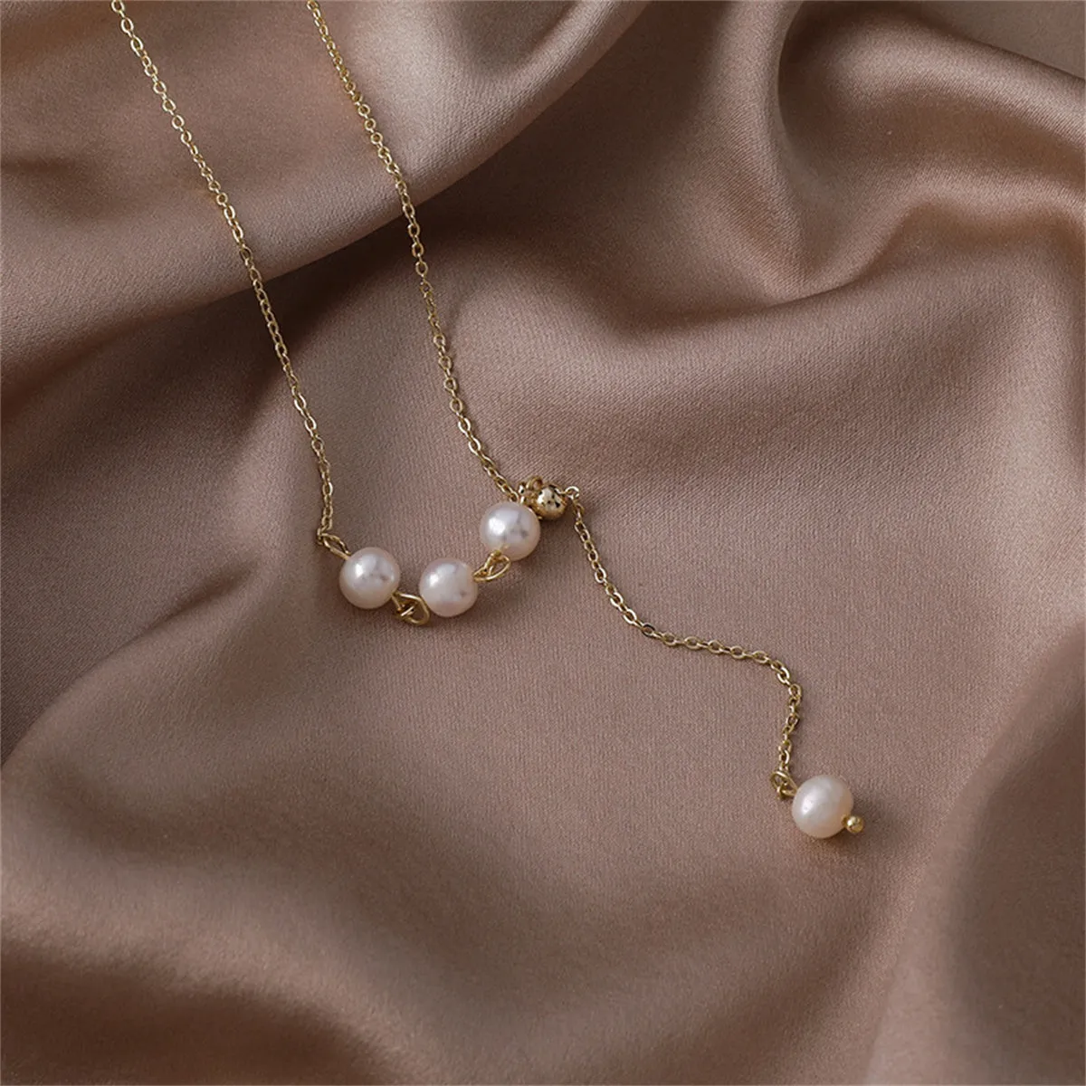 Pearl & 18K Gold-Plated Round Cable Chain Lariat Necklace