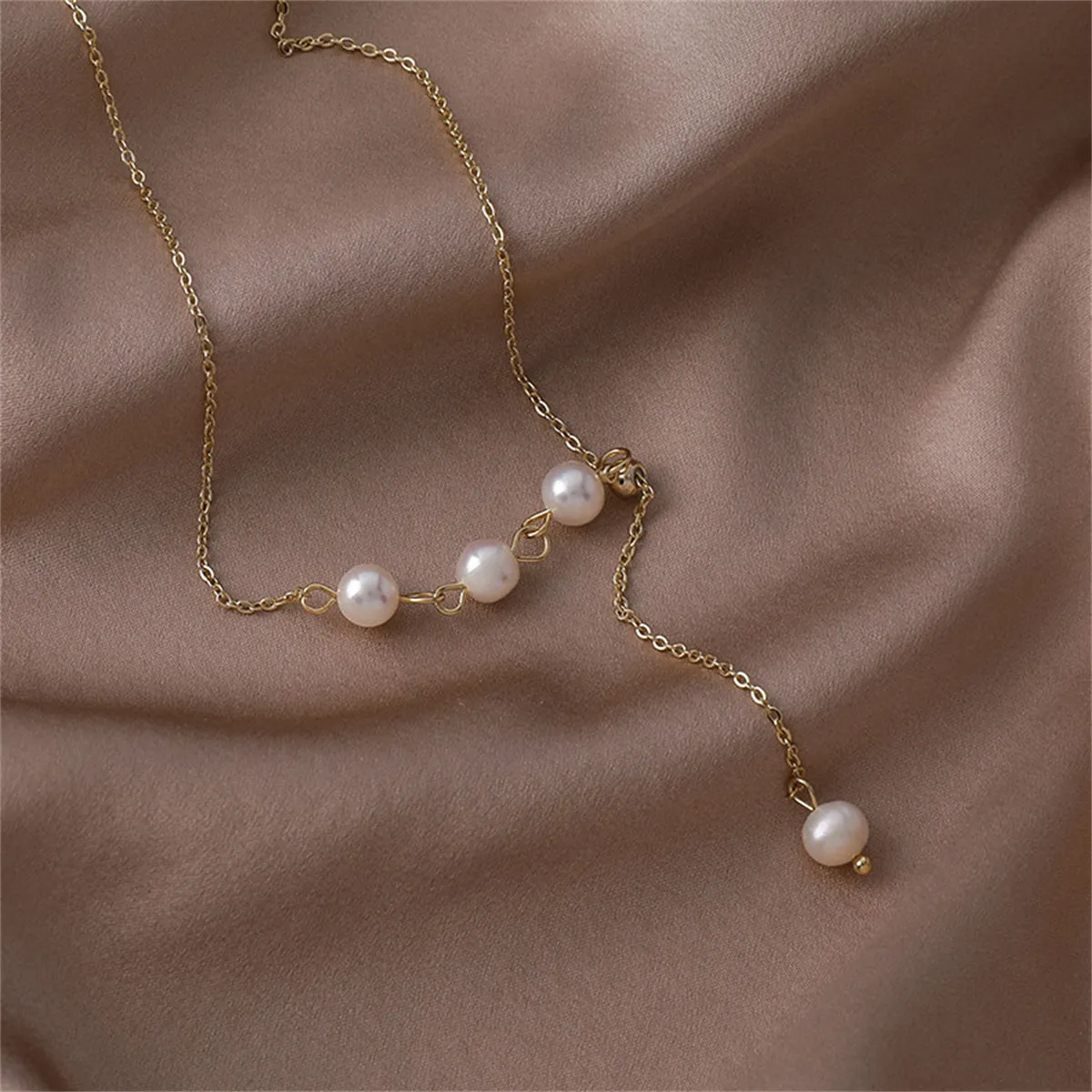 Pearl & 18K Gold-Plated Round Cable Chain Lariat Necklace