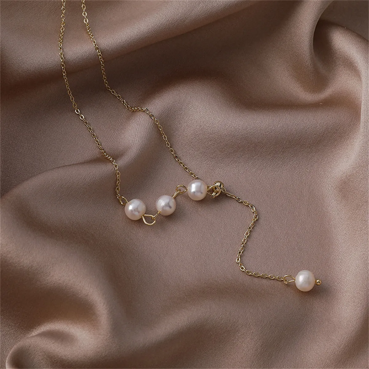 Pearl & 18K Gold-Plated Round Cable Chain Lariat Necklace