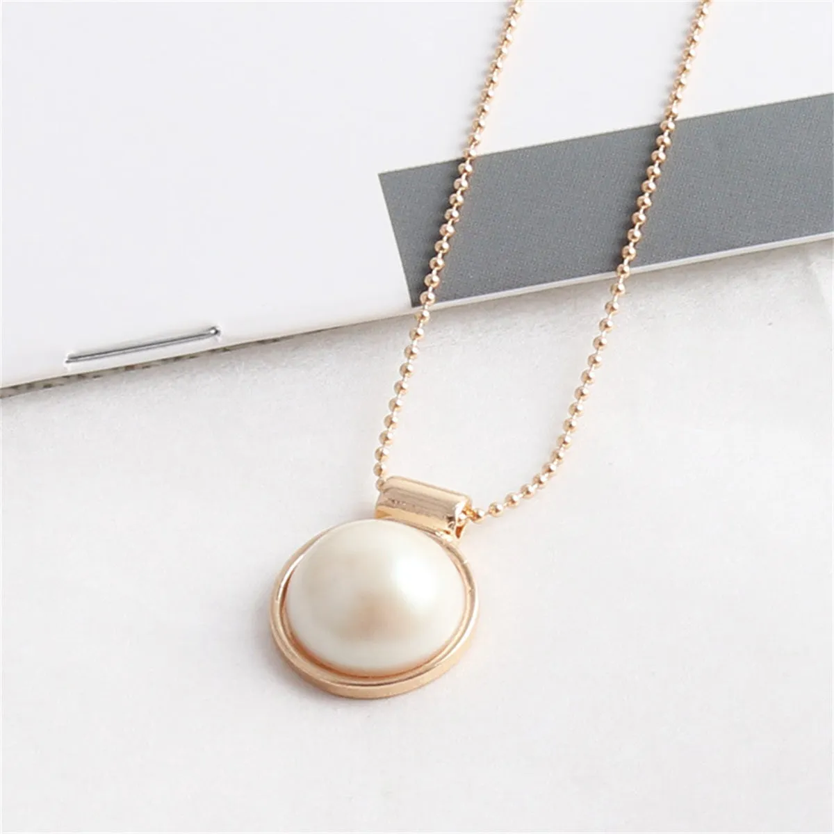 Pearl & 18K Gold-Plated Round Pendant Necklace