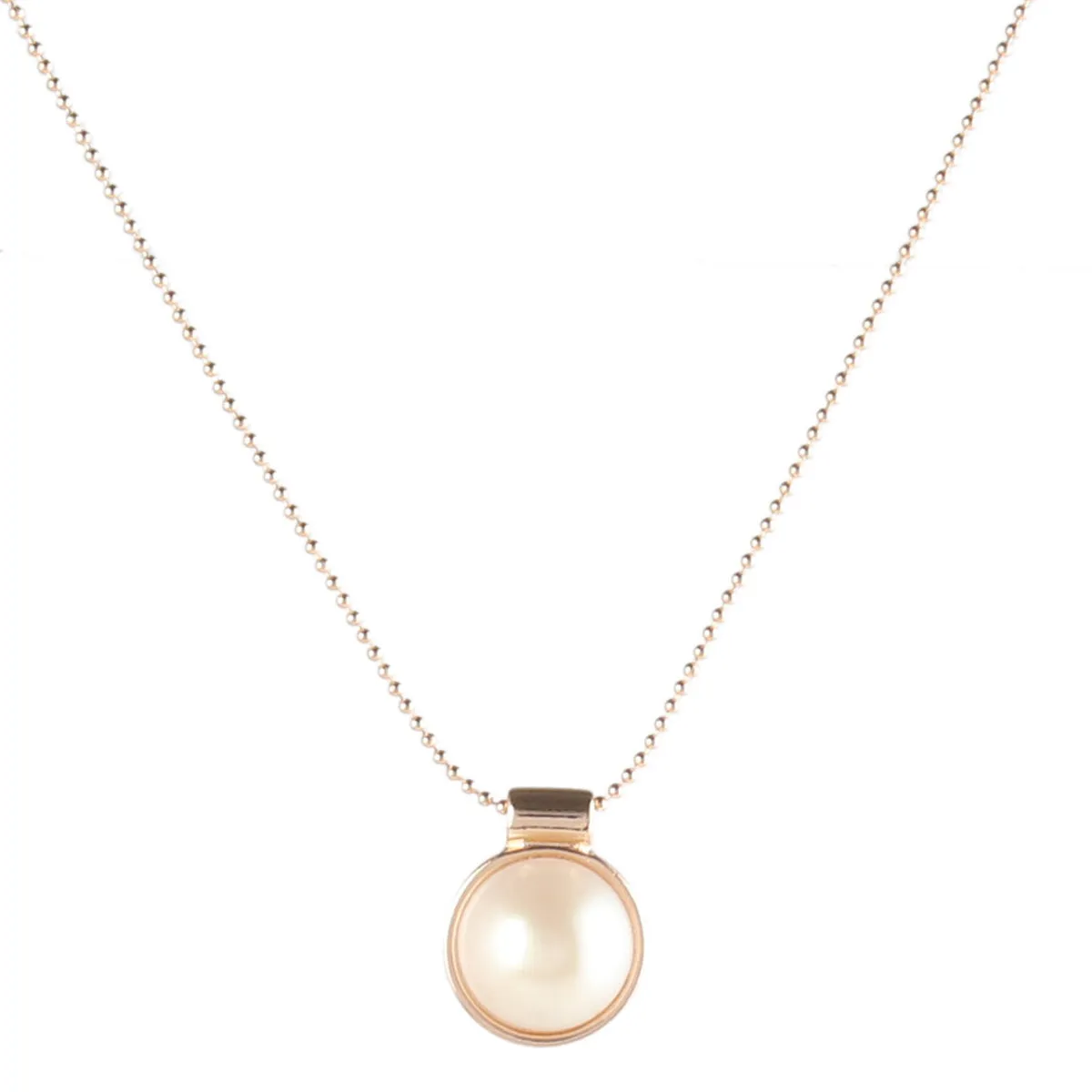 Pearl & 18K Gold-Plated Round Pendant Necklace