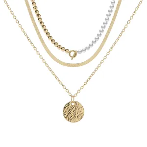 Pearl & 18K Gold-Plated Snake Chain Toggle Necklace Set
