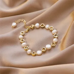 Pearl & 18K Gold-Plated Station Bracelet
