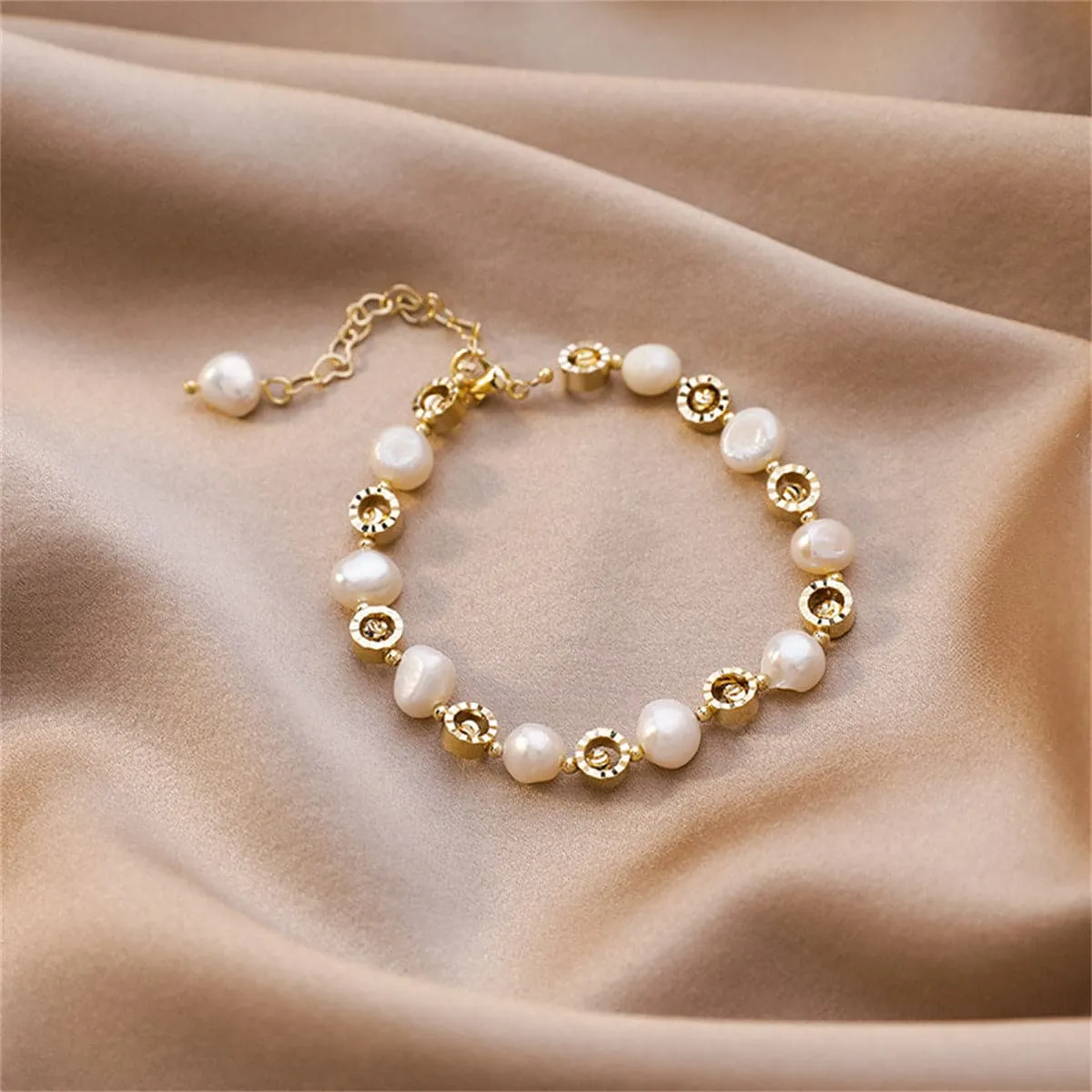 Pearl & 18K Gold-Plated Station Bracelet