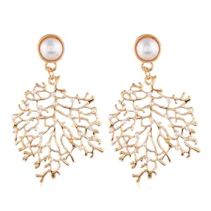 Pearl & 18K Gold-Plated Tree Dangle Earrings