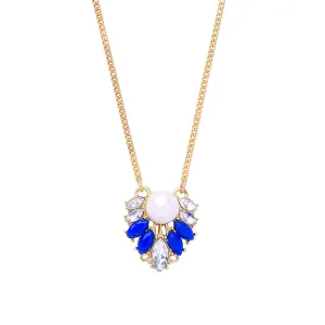 Pearl & Blue Resin Crystal 18K Gold-Plated Pendant Necklace