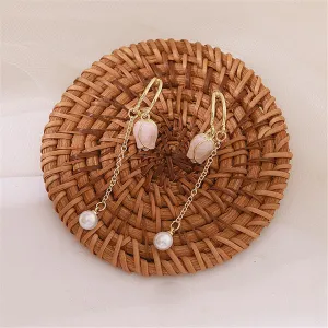 Pearl & Enamel 18K Gold-Plated Tulip Bead Drop Earrings
