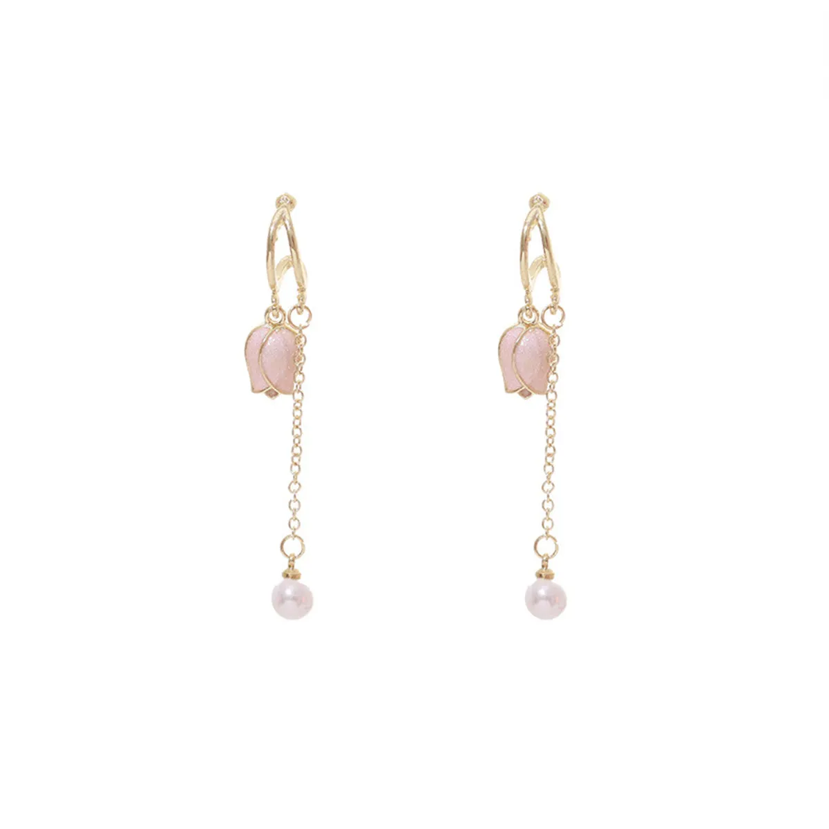 Pearl & Enamel 18K Gold-Plated Tulip Bead Drop Earrings