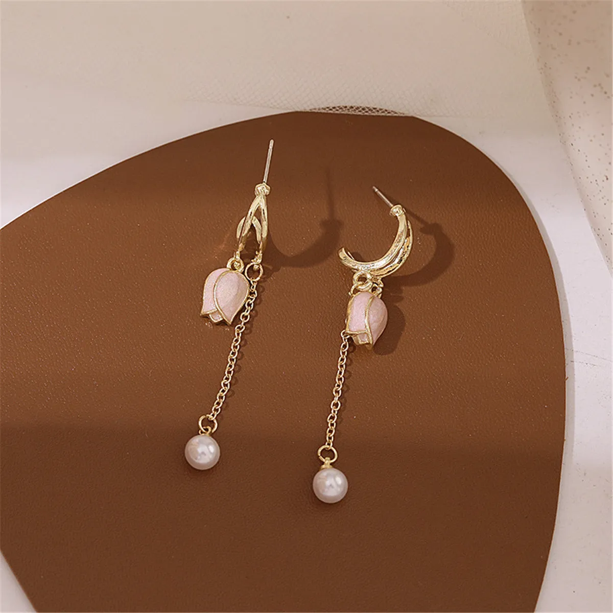 Pearl & Enamel 18K Gold-Plated Tulip Bead Drop Earrings