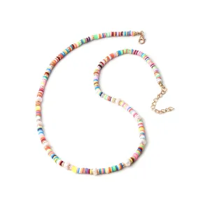 Pearl & Multicolor Polymer Clay 18K Gold-Plated Bead Necklace