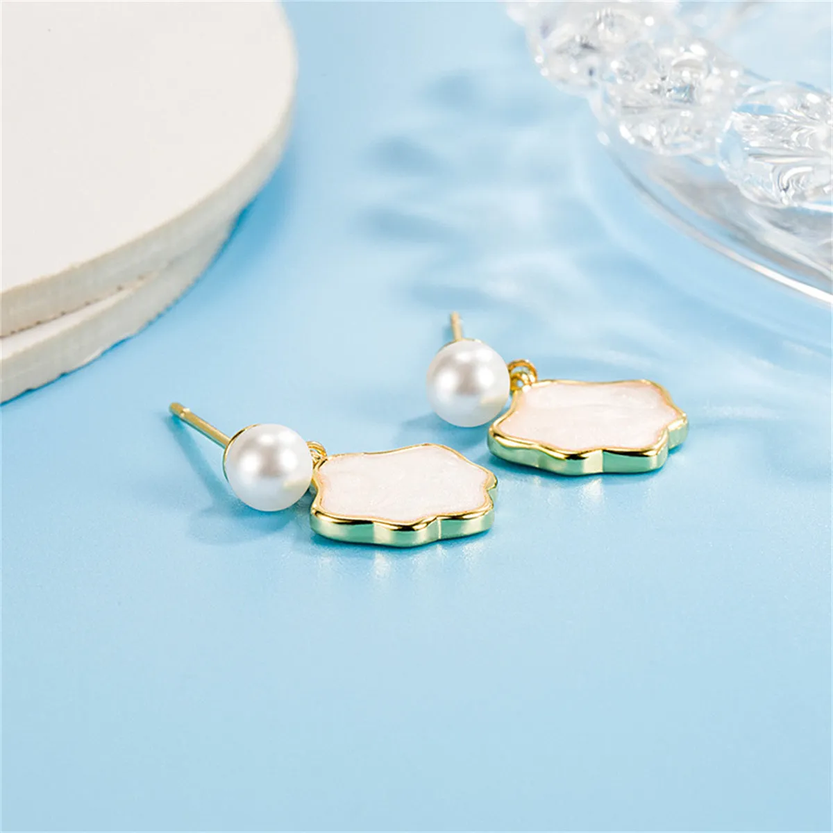 Pearl & Shell 18K Gold-Plated Cloud Drop Earrings