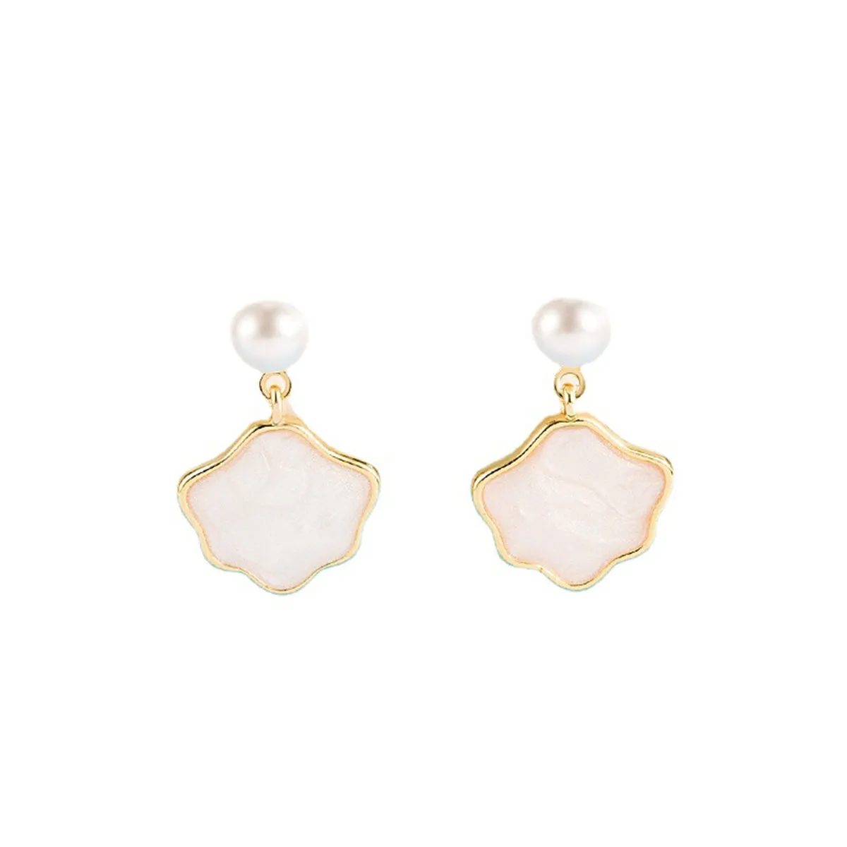Pearl & Shell 18K Gold-Plated Cloud Drop Earrings