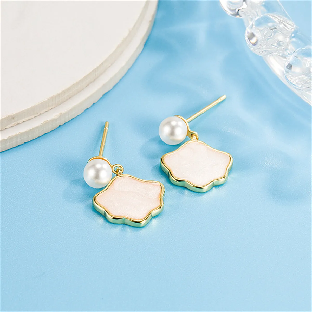 Pearl & Shell 18K Gold-Plated Cloud Drop Earrings
