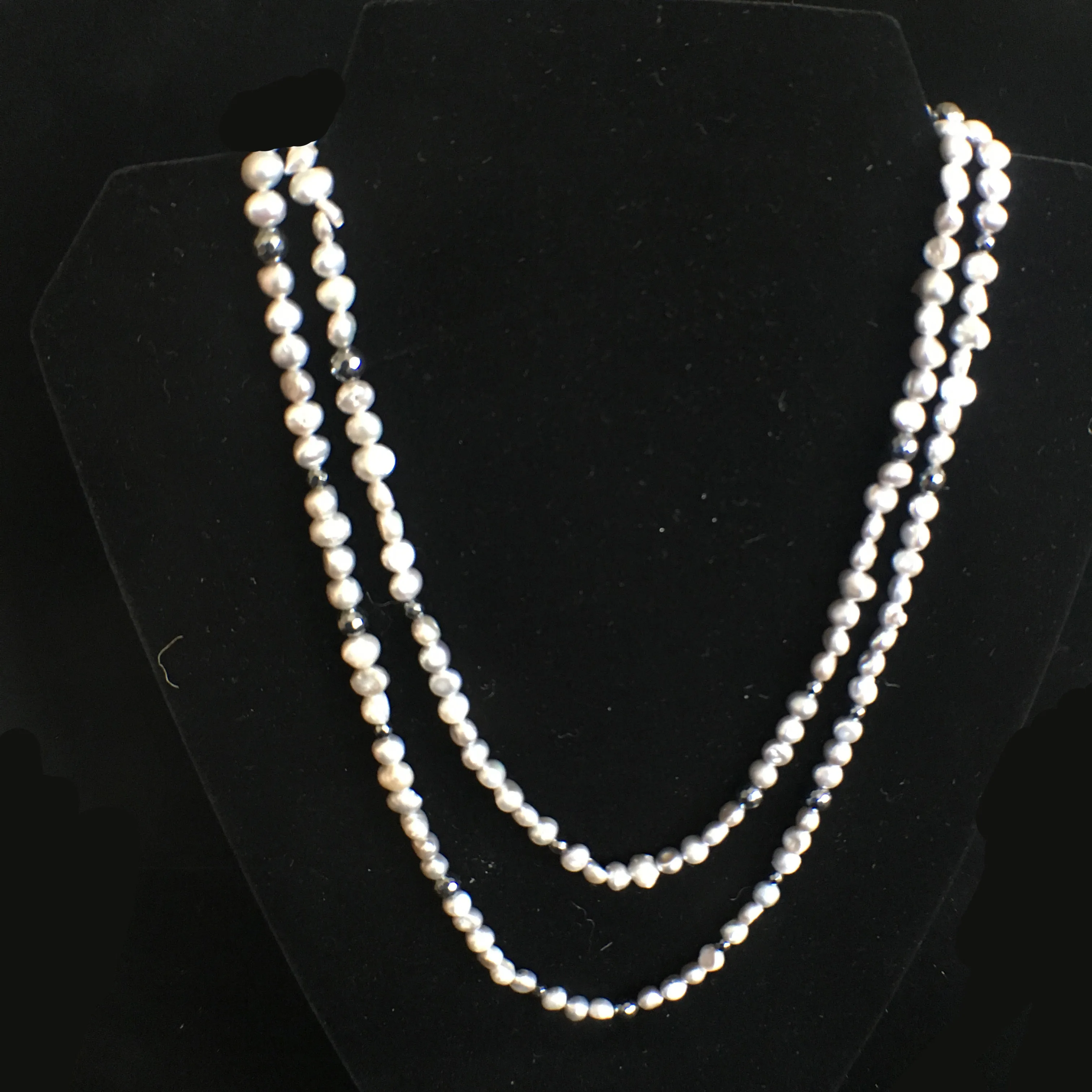 Pearl and Hematite Double Strand Necklace