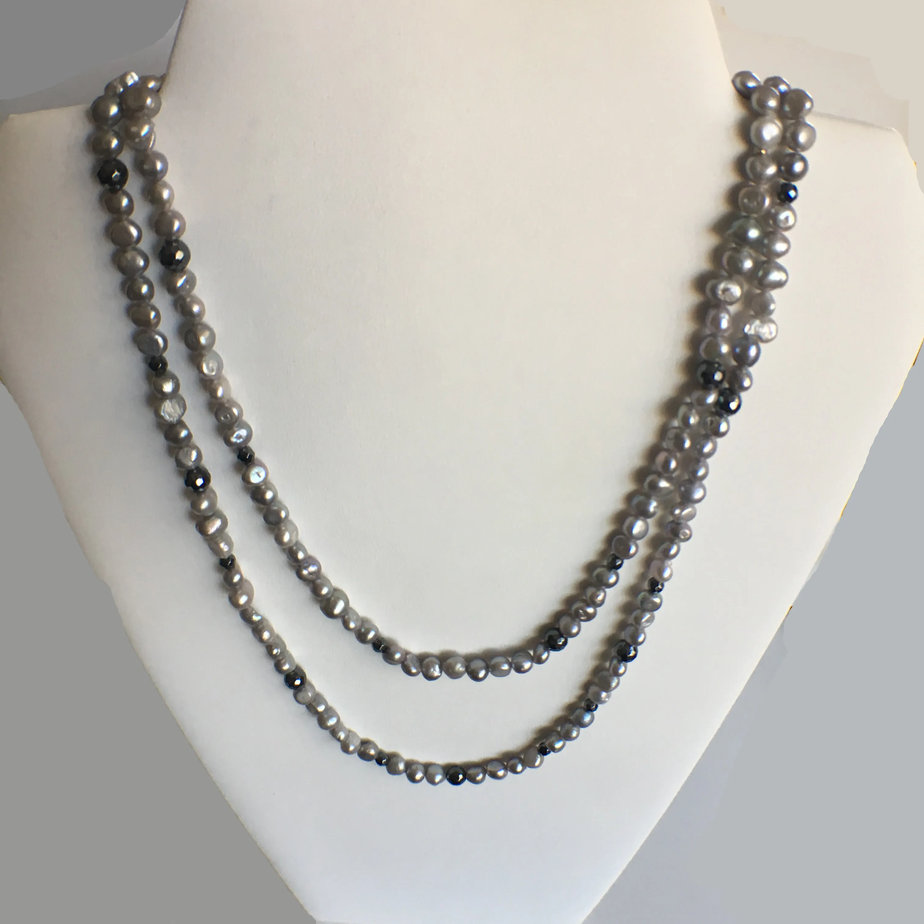 Pearl and Hematite Double Strand Necklace