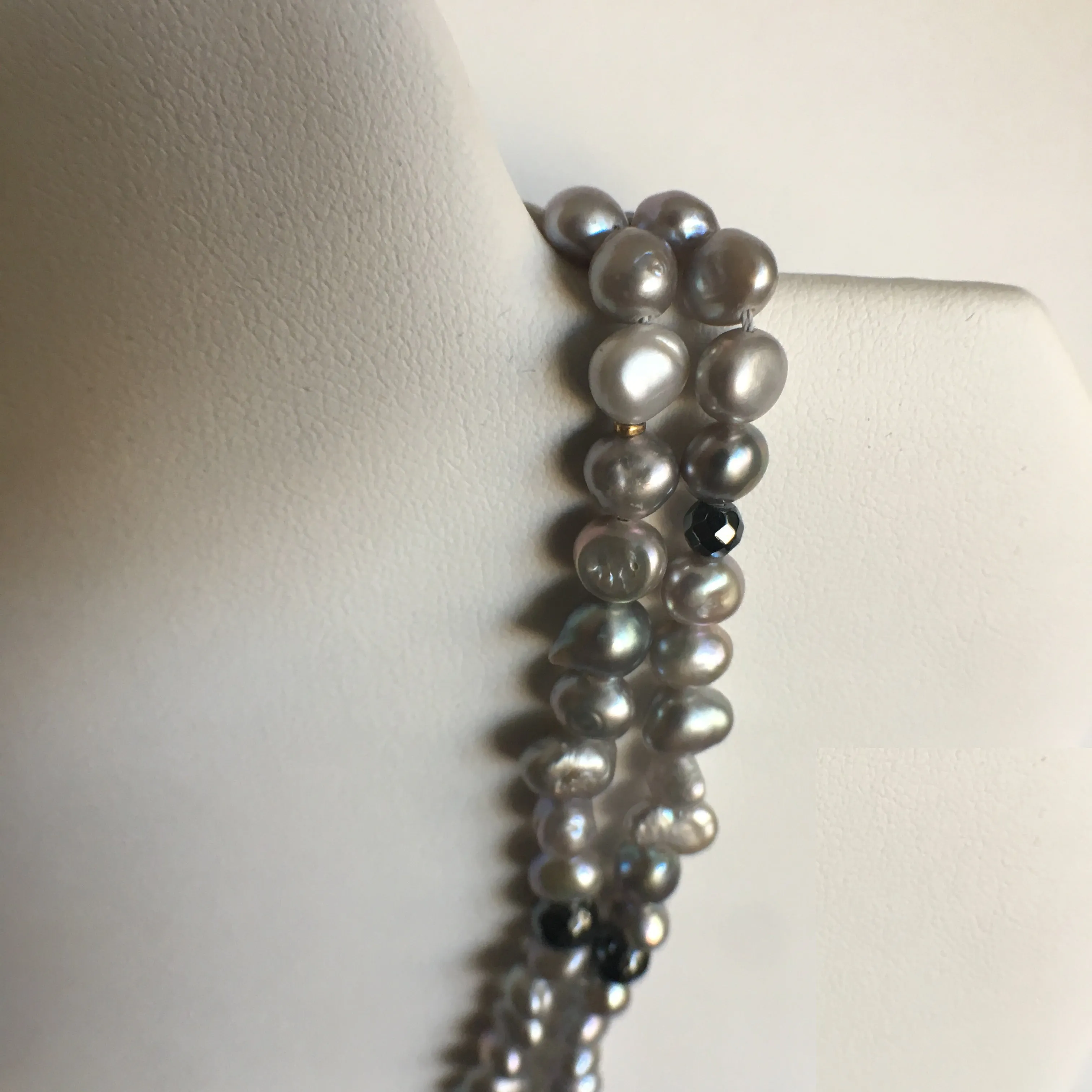Pearl and Hematite Double Strand Necklace