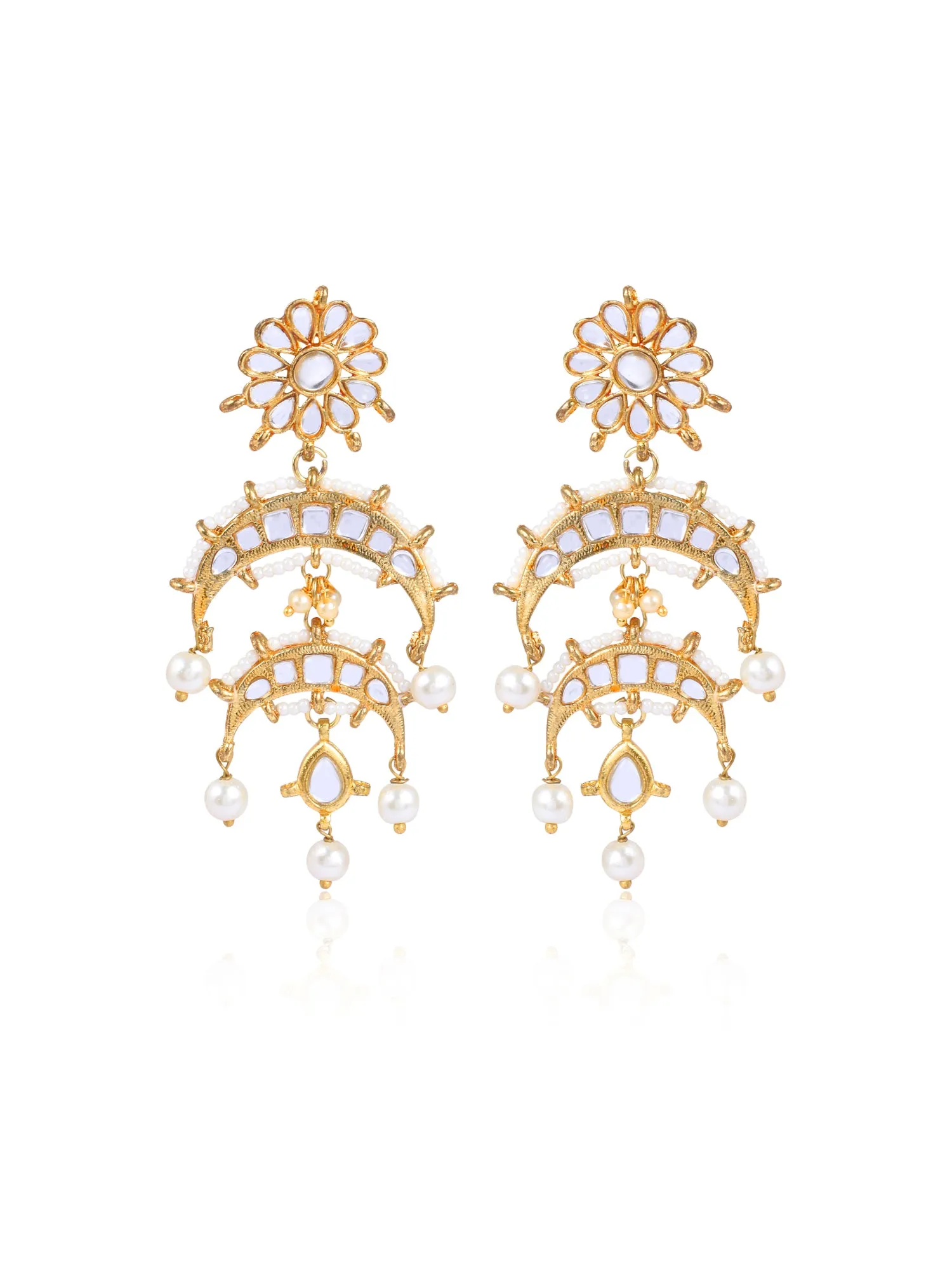 Pearl Gold Plated Traditional Kundan Necklace & Earring Set