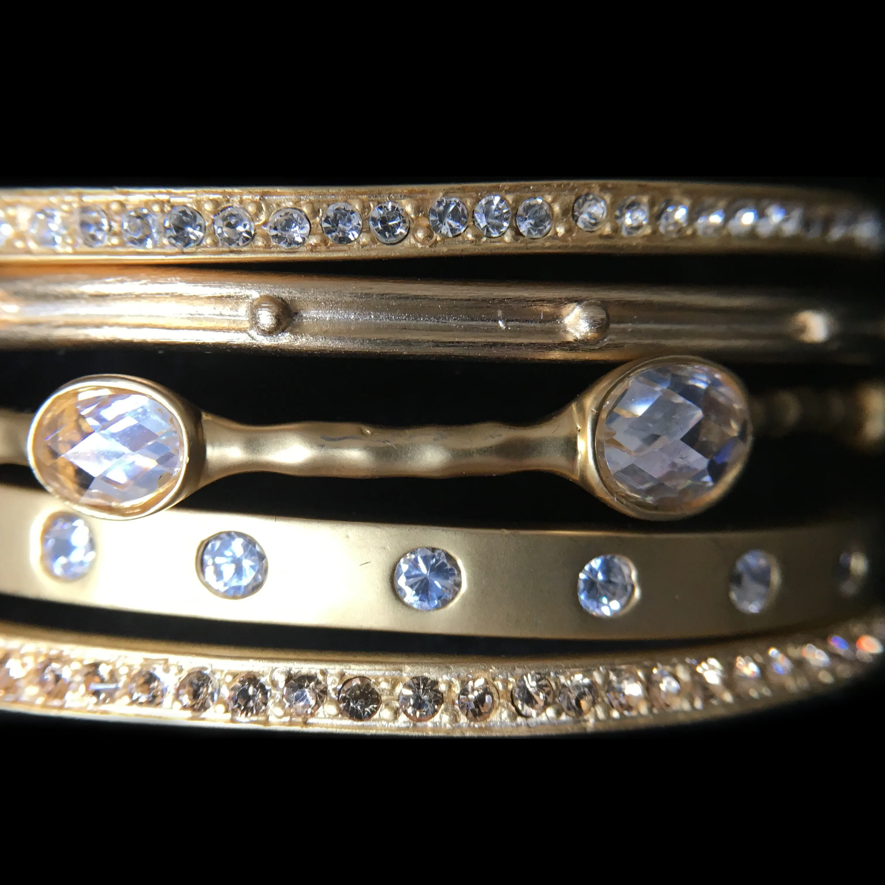 Pente Bangles - Gold and CZ