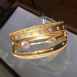 Pente Bangles - Gold and CZ
