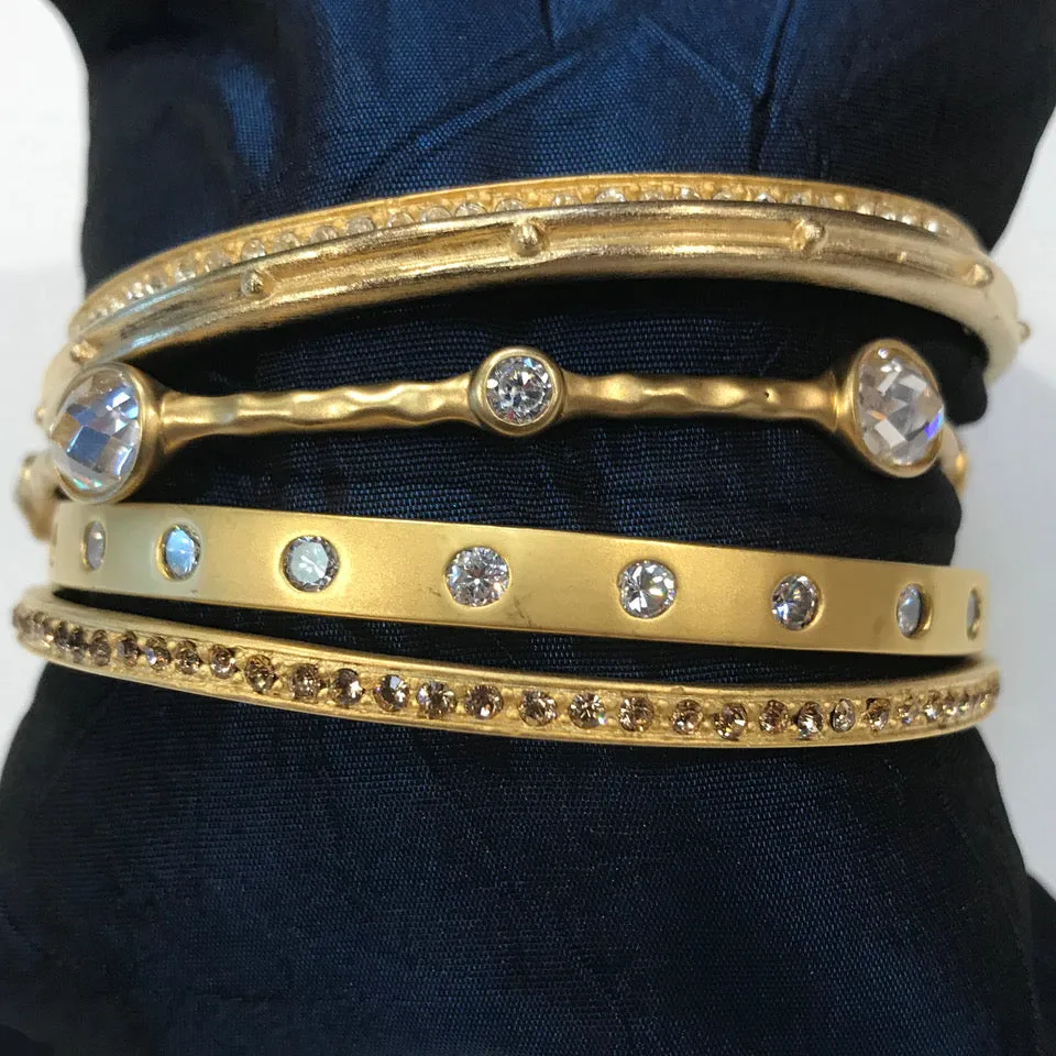 Pente Bangles - Gold and CZ