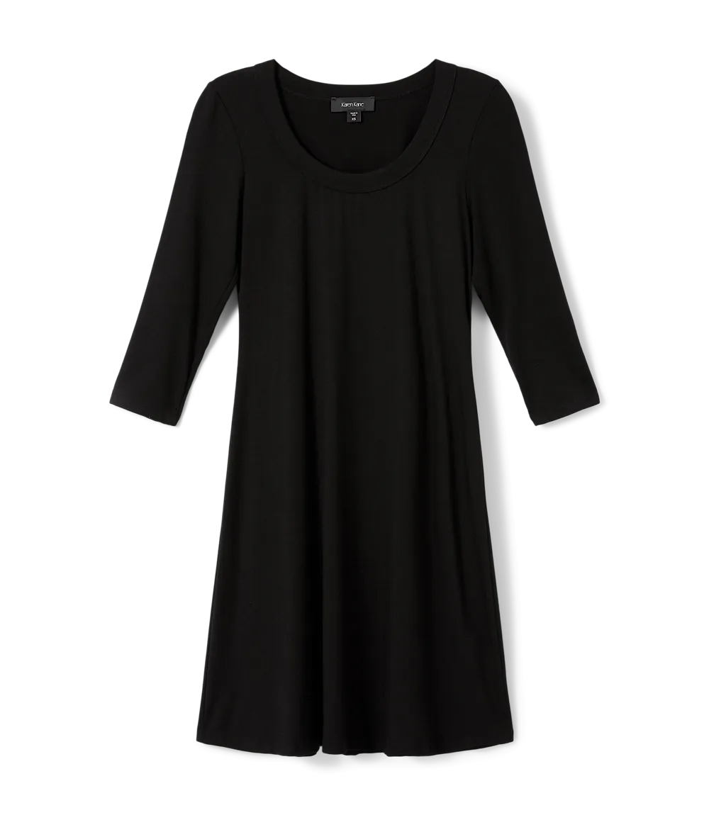 Petite Size Three Quarter Sleeve A-Line Dress