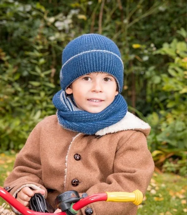 Pickapooh Organic Merino Wool Knit Beanie Walter, Navy-Grey