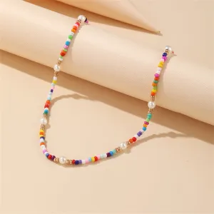 Pink & Purple Howlite Pearl Beaded Necklace