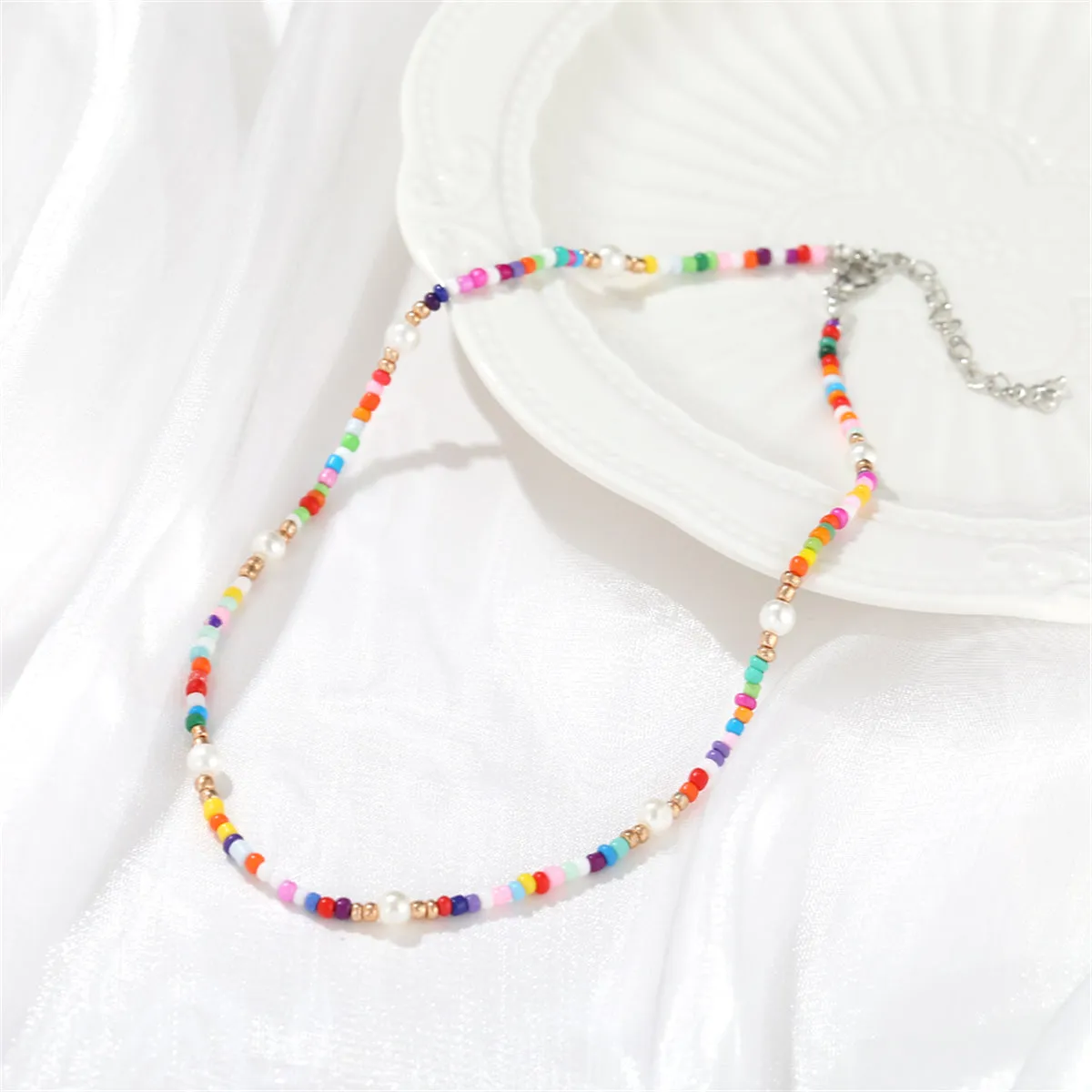 Pink & Purple Howlite Pearl Beaded Necklace
