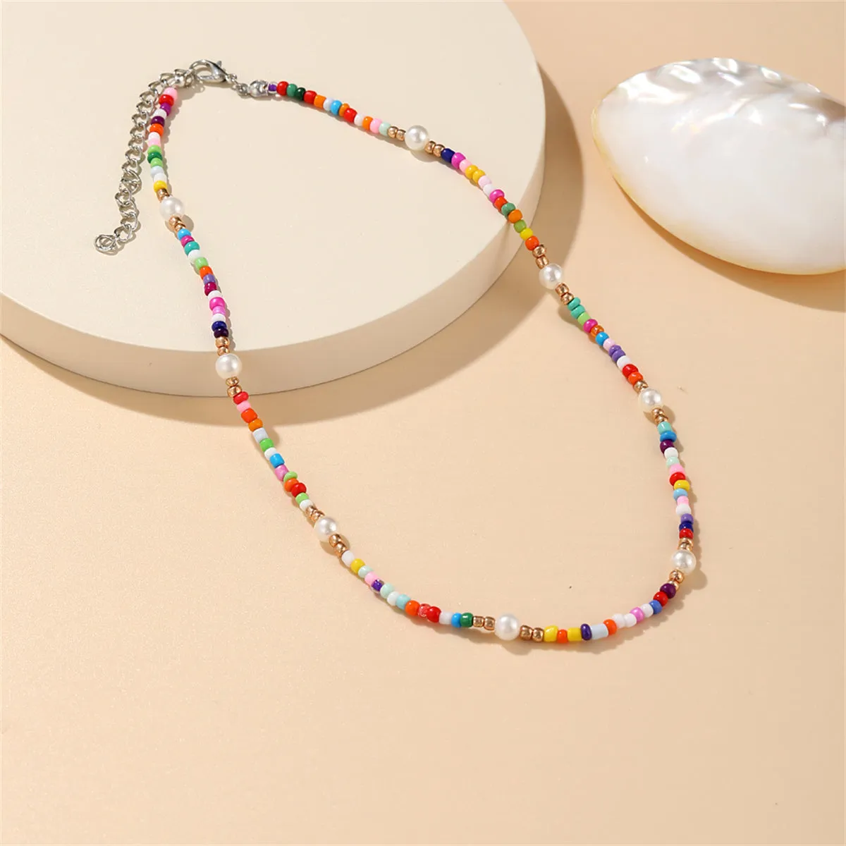 Pink & Purple Howlite Pearl Beaded Necklace
