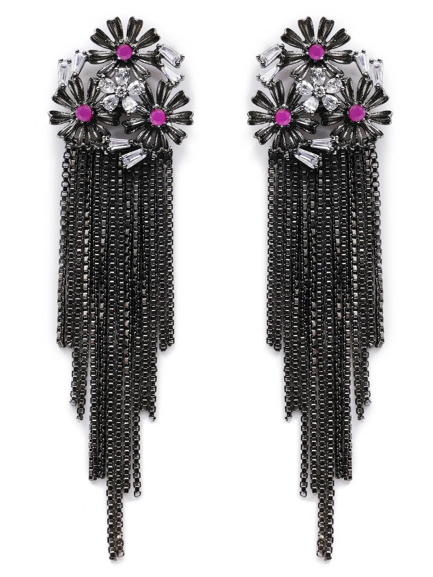 Pink Antique American Diamond Studded Dangler Earrings