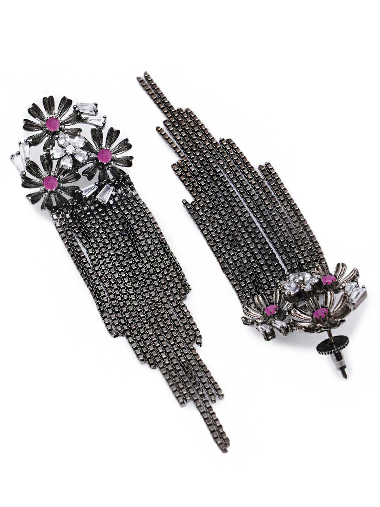 Pink Antique American Diamond Studded Dangler Earrings