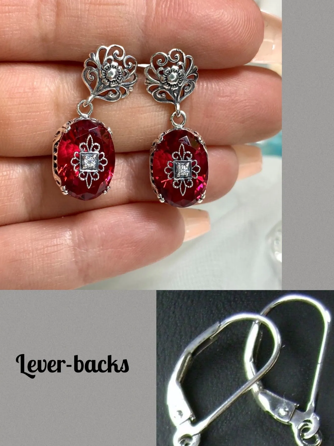 Pink Earrings, Sterling Silver Embellishment, Vintage Edwardian Jewelry #E70e