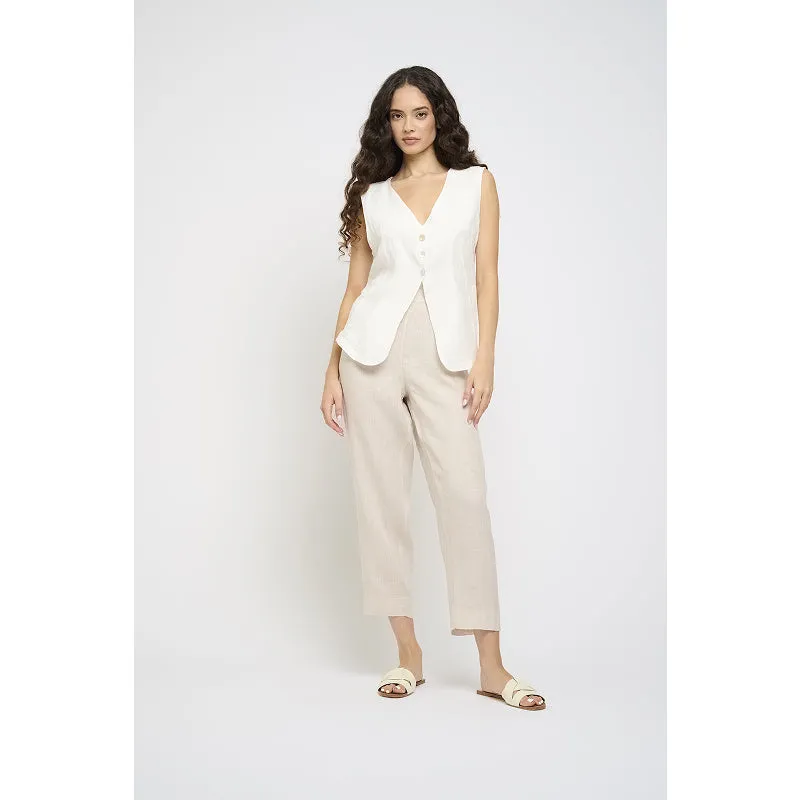 Pistache Open Bottom Linen Vest