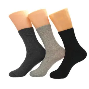 Plain Color Mens Dress Socks - Premium Cotton formal socks with Soft Elastic - 3 Pack Bundle
