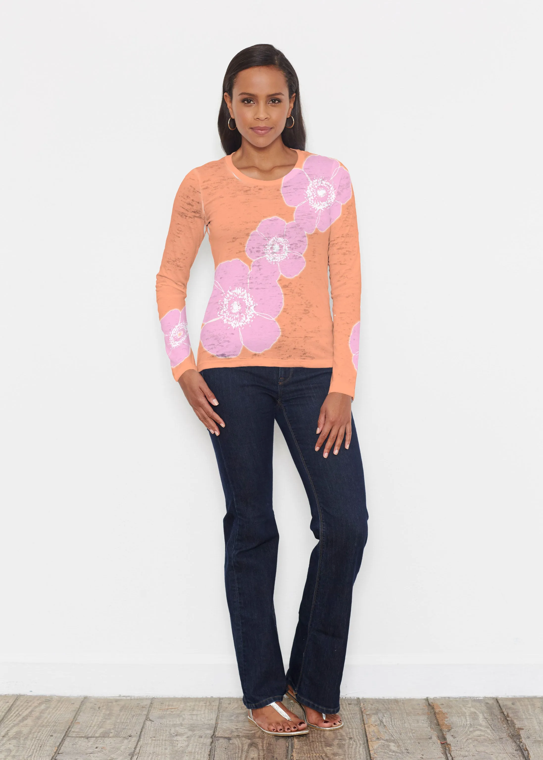 Poppy Orange-Pink (7108) ~ Signature Long Sleeve Crew Shirt
