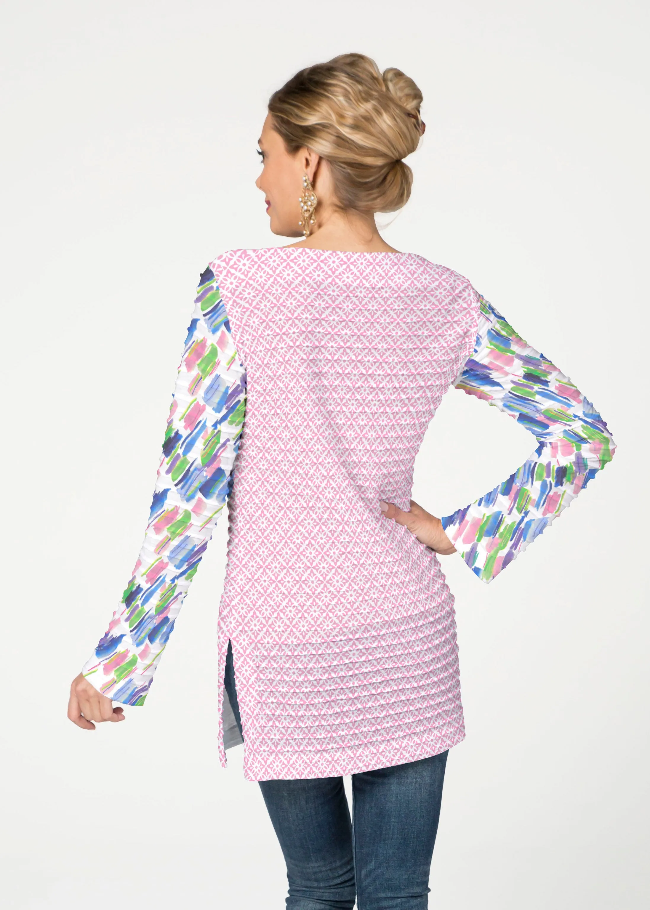 Pops of Bliss (8047) ~ Banded Boatneck Tunic