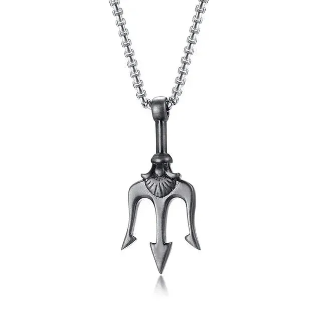 Poseidon-Neptune Trident Pendant Necklace
