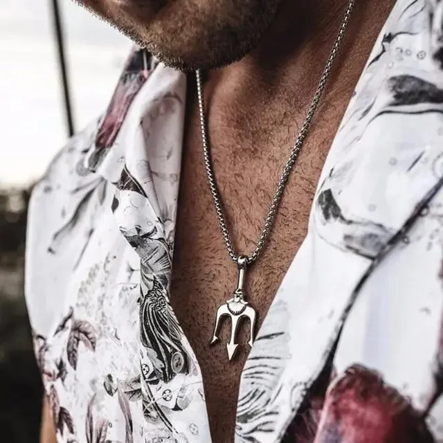 Poseidon-Neptune Trident Pendant Necklace