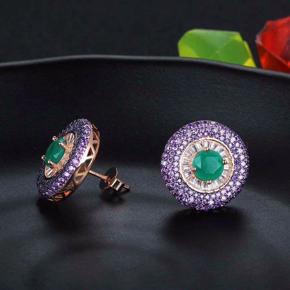 Pure Silver Stud Earrings Purple Button Earrings For Women Girl Fashion Birthday Party High Quality Jewelry