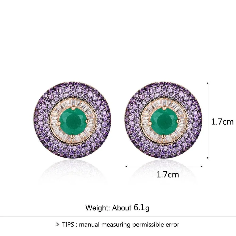 Pure Silver Stud Earrings Purple Button Earrings For Women Girl Fashion Birthday Party High Quality Jewelry