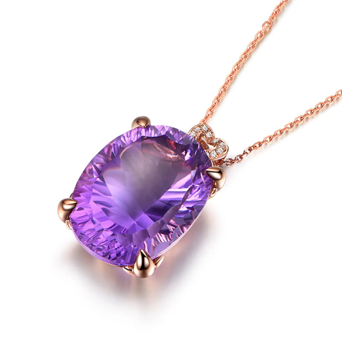 Purple Crystal & 18K Gold-Plated Oval Pendant Necklace