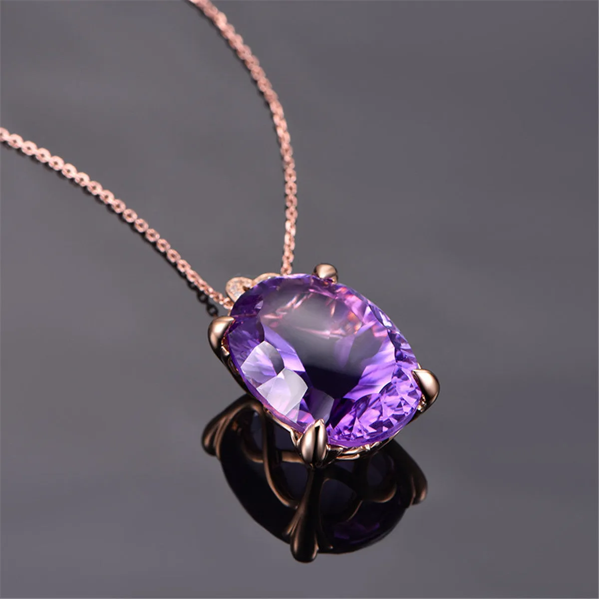 Purple Crystal & 18K Gold-Plated Oval Pendant Necklace