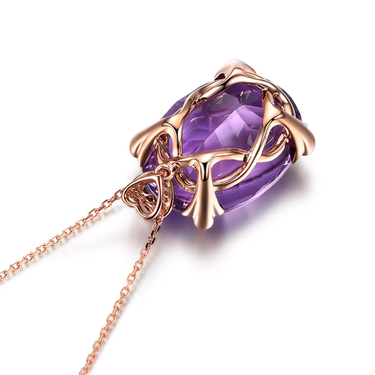 Purple Crystal & 18K Gold-Plated Oval Pendant Necklace