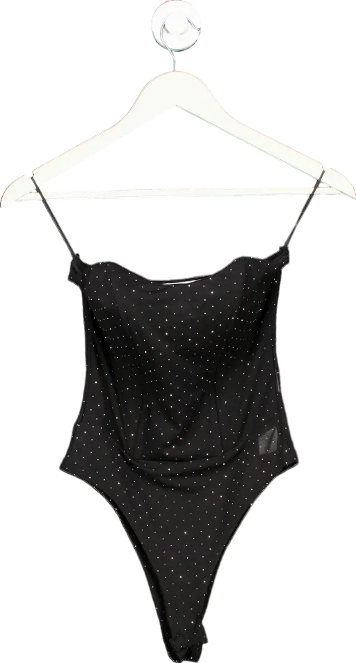 Quiz Black Embellished Bodysuit UK 8