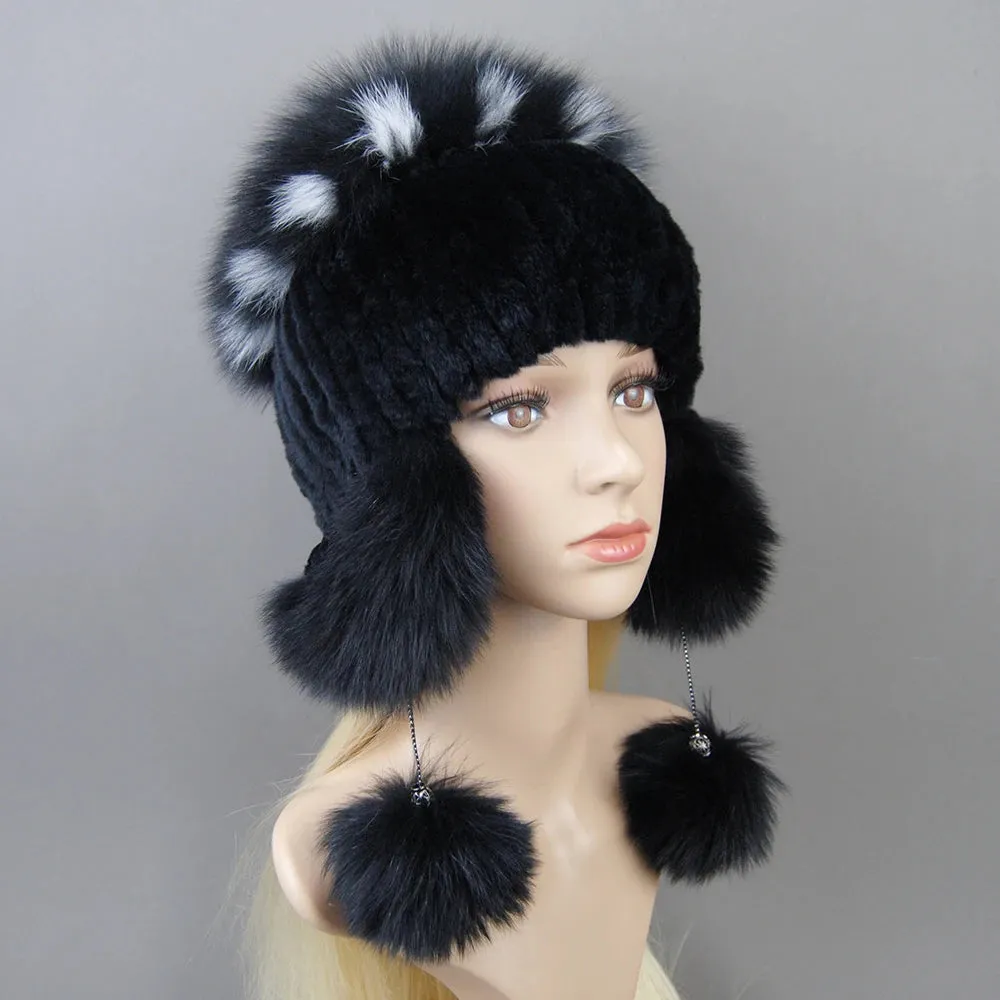 Rabbit Fur Knitted Hats