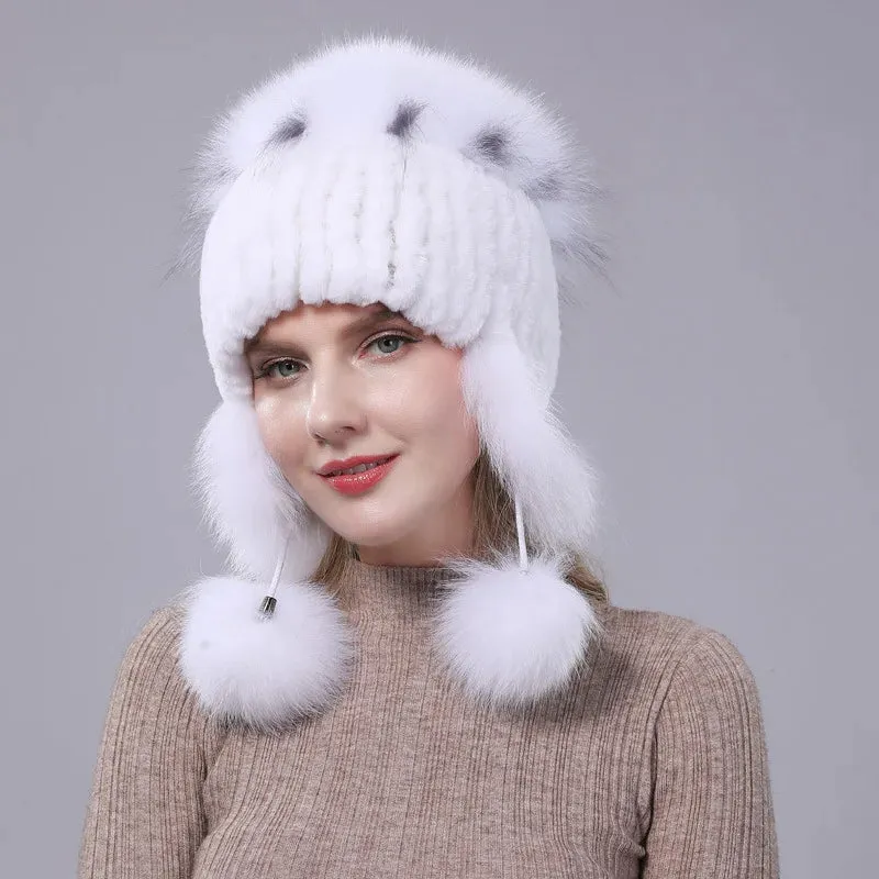 Rabbit Fur Knitted Hats