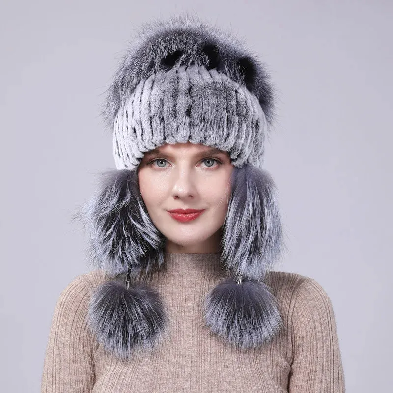 Rabbit Fur Knitted Hats