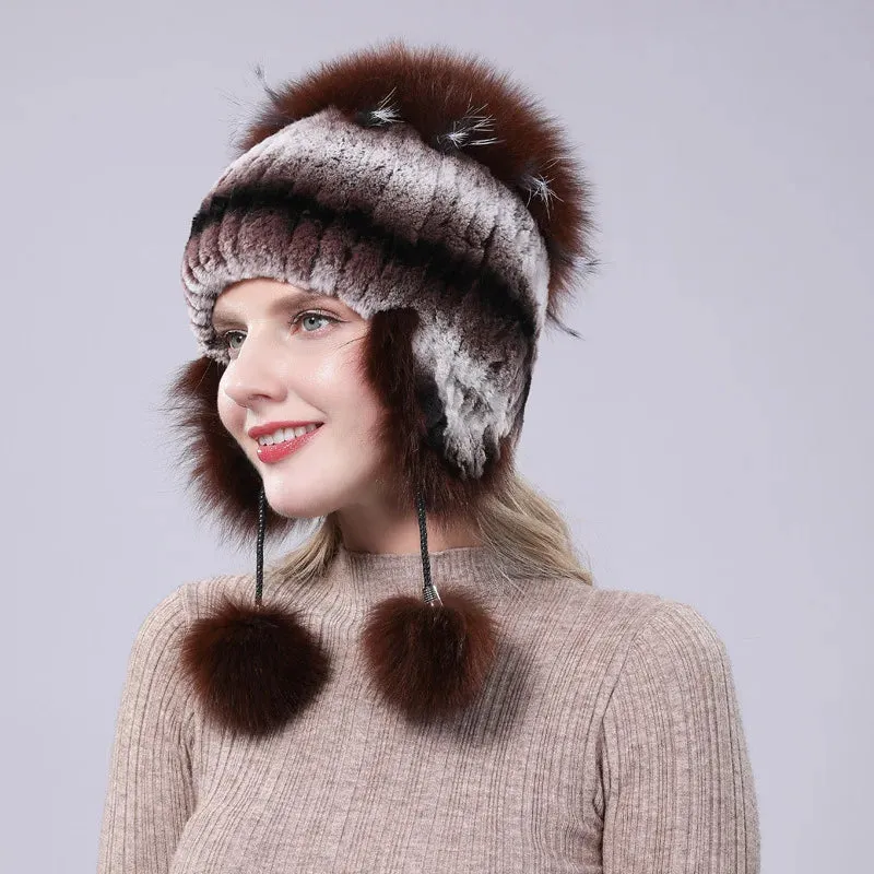 Rabbit Fur Knitted Hats