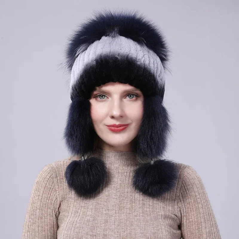 Rabbit Fur Knitted Hats