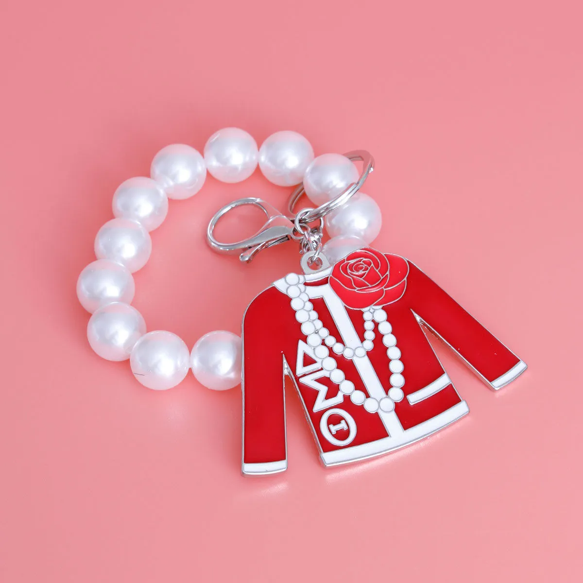 Red and White Sorority Keychain